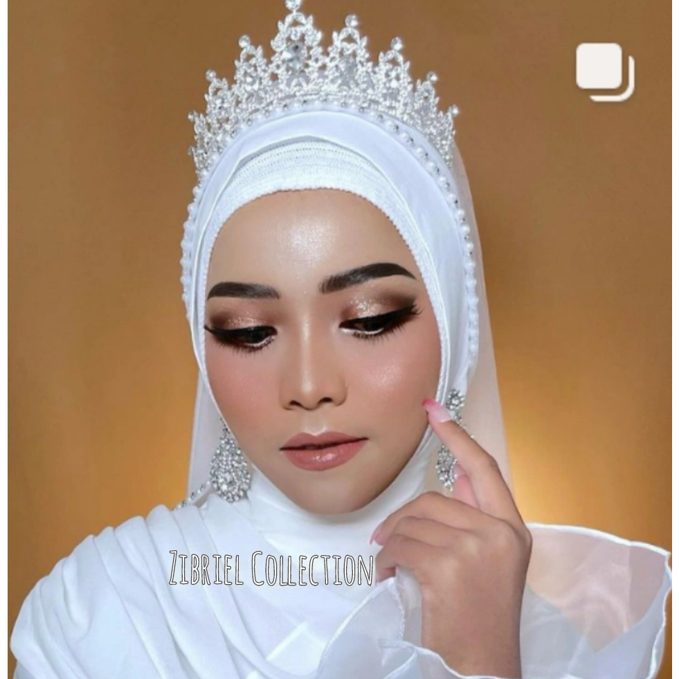 YU8 Slayer Pengantin Kerudung Pengantin Hijab Pengantin Motif Payet Lurus