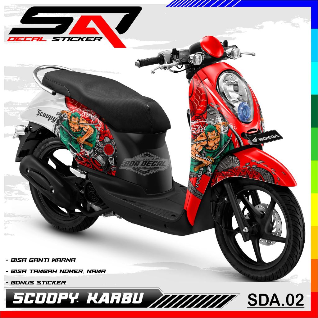 Decal Stiker Custoom Full Body SCOOPY KARBU - Dekal Sticker Variasi Motor SCOOPY KARBU SDA.02