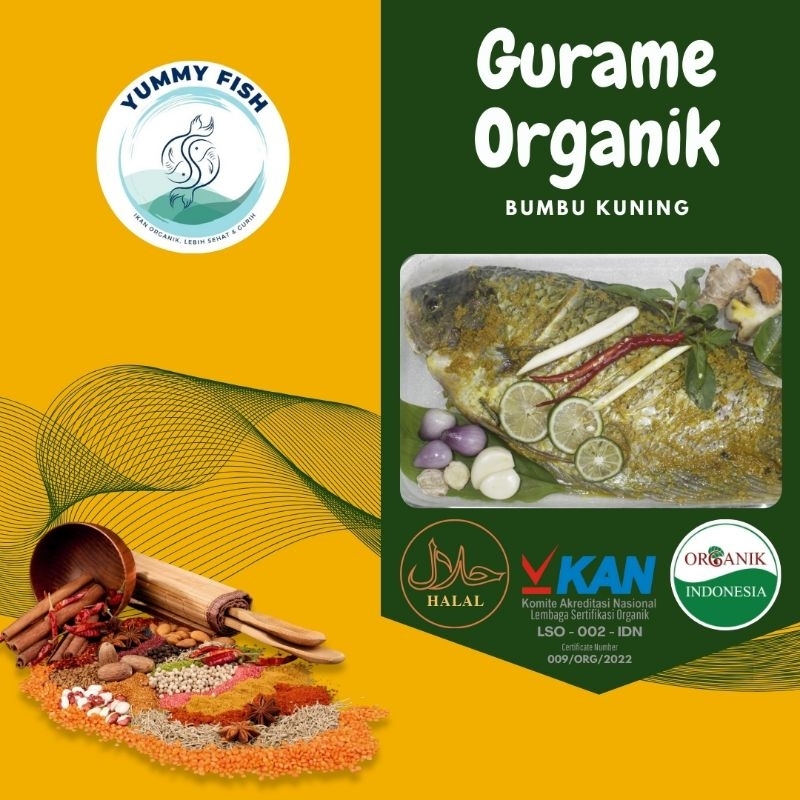 

IKAN GURAME ORGANIK / IKAN GURAMI ORGANIK BUMBU KUNING 500 - 600 gram