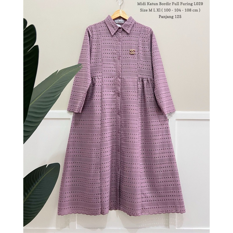LONG TUNIK KATUN BORDIR FUL FURING TUNIK KATUN BORDIR PREMIUM