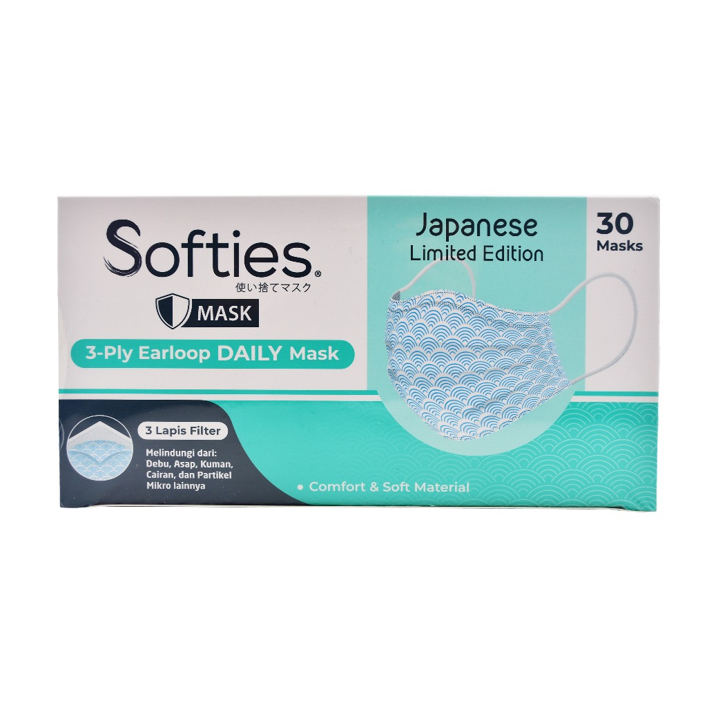 New Medika Persada - Softies Daily Mask Motif Batik Japanese Polos isi 30pcs Masker