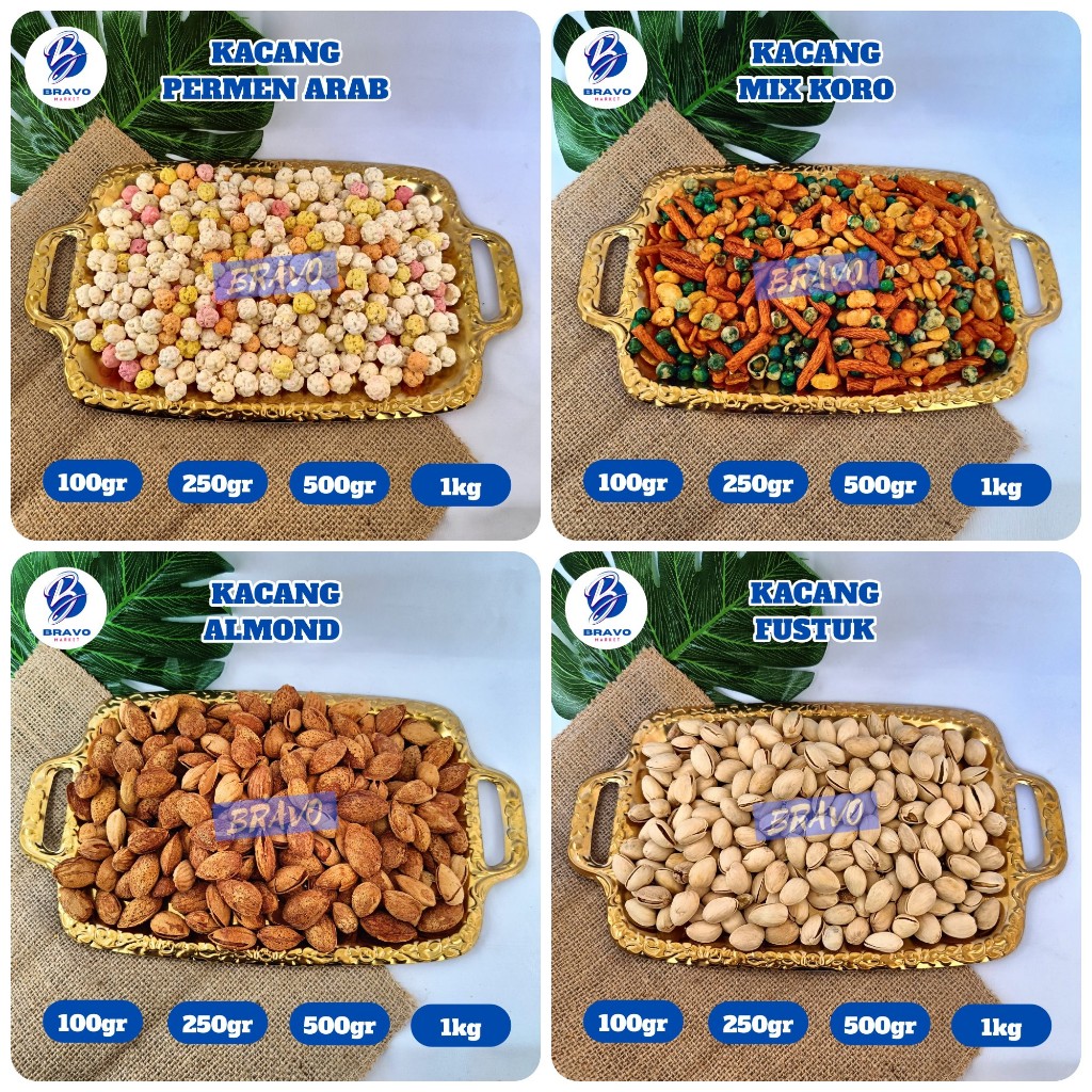 

1 KG Kacang Campur Mix Koro/Kacang Fustuk/Kacang Almond/Kacang Arab/Permen Kacang Arab