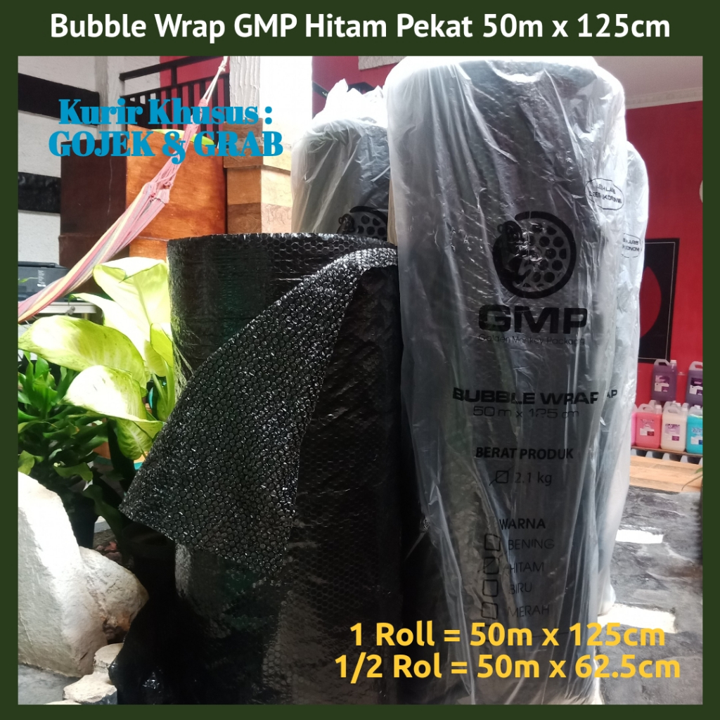 

Bubble Wrap Buble Wrab GMP Roll 50m x 125cm Dan 50m x 62cm Plastik Gelembung Bungkus Packing Hitam Pekat