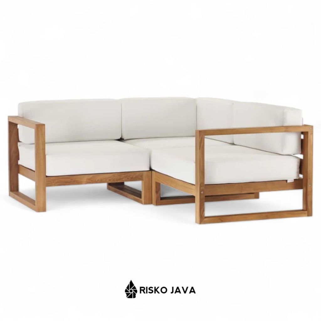 Sofa Sudut Kayu Jati / Sofa Sudut Minimalis / Sofa Sudut Tamu Ruangan / Sofa Sudut Minimalis Modern 