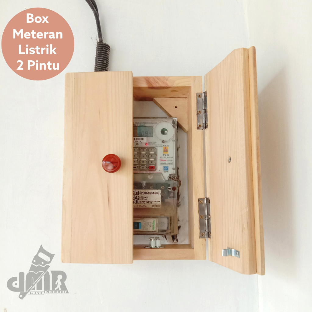 Box Kotak Pelindung Meteran Listrik Kayu 2 Pintu PLN MCB Pulsa Prabayar Pasca Bayar Cover Pengaman T