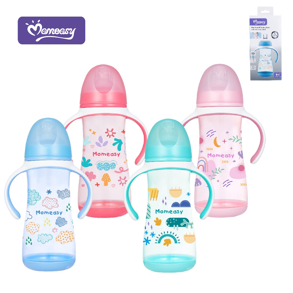 Botol Susu Bayi Wide Neck Gepeng Plus Natural MomEasy 330ml 420ml / Dot Bayi Gepeng Wide Neck Plus N