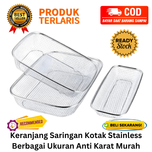 [BISA COD] PROMO Keranjang Saringan Kotak Stainless Berbagai Ukuran Anti Karat Murah Saringan Kotak 