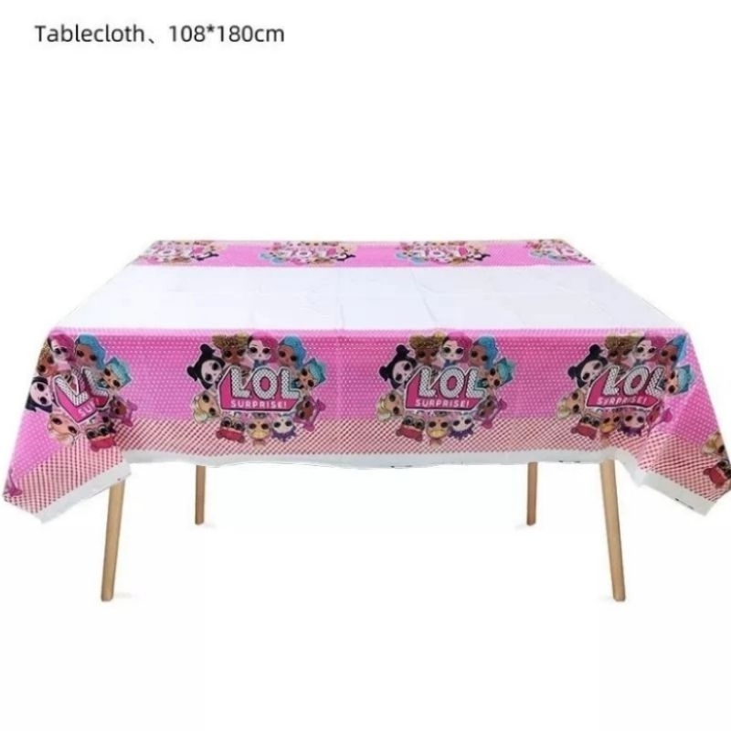 LOL Taplak meja LOL Paket perlengkapan dekorasi pesta ulang tahun cover table LOL birthday decoratio