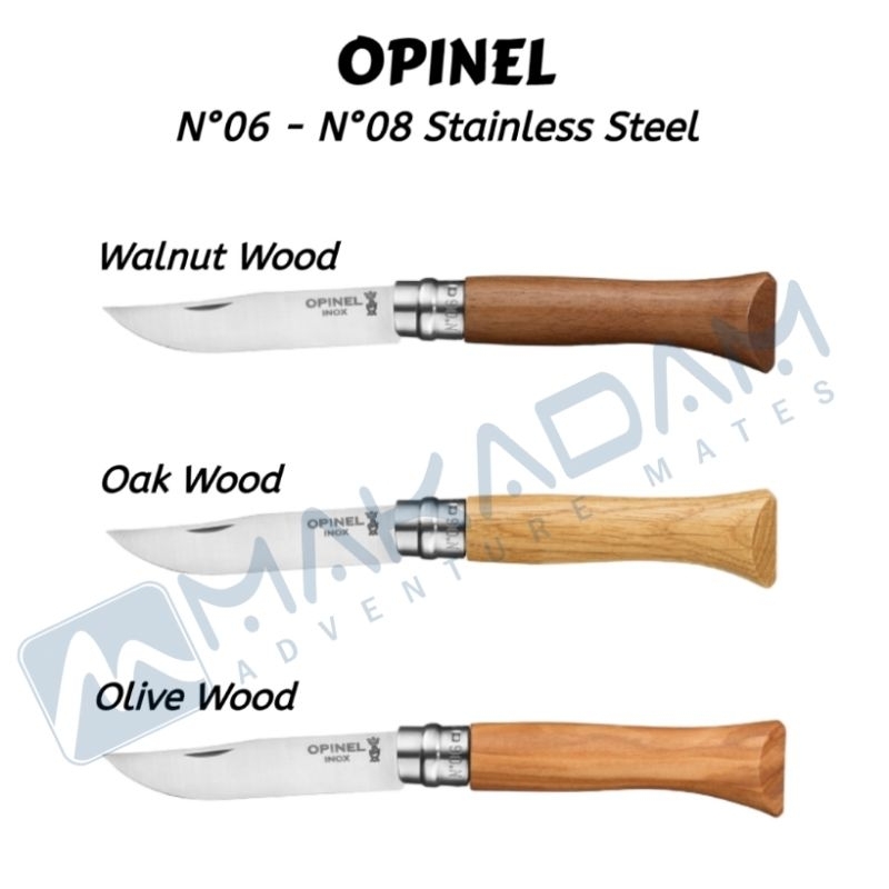 opinel no 8 stainless steel N°08 oak walnut olive wood