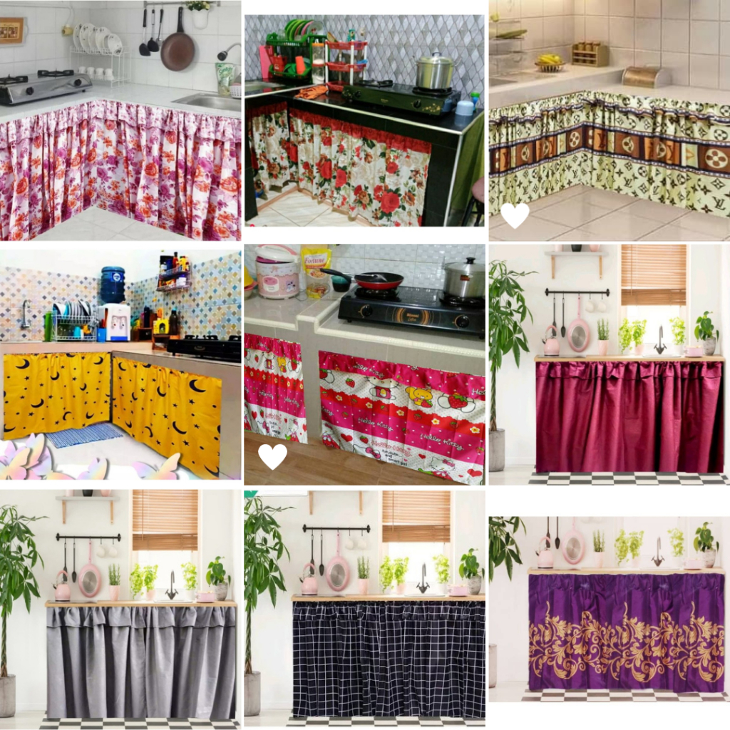 HORDENG UNTUK KOLONG DAPUR MINIMALIS | TIRAI GORDEN BUAT KOLONG DAPUR MOTIF WARNA SHABBY PINK BIRU M