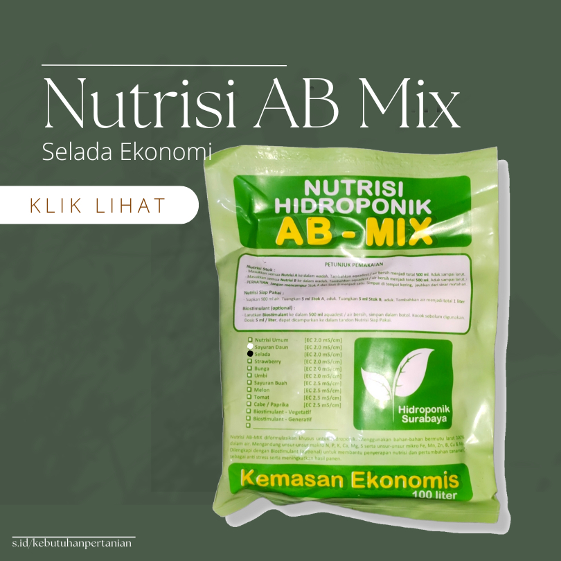 Pupuk Ab Mix Nutrisi Hidroponik Surabaya Ekonomis 500 ml - Sayur Daun / Umum / Buah / Cabai / Tomat