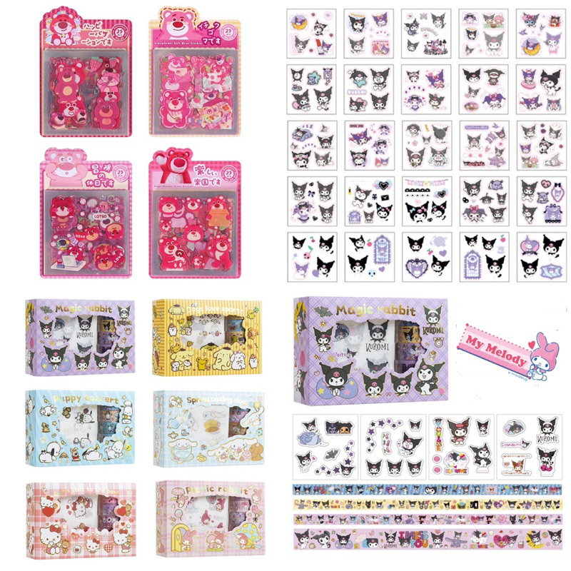 

kawaii sanrio sticker cartoon lotso pvc tempelan stiker imut kuromi