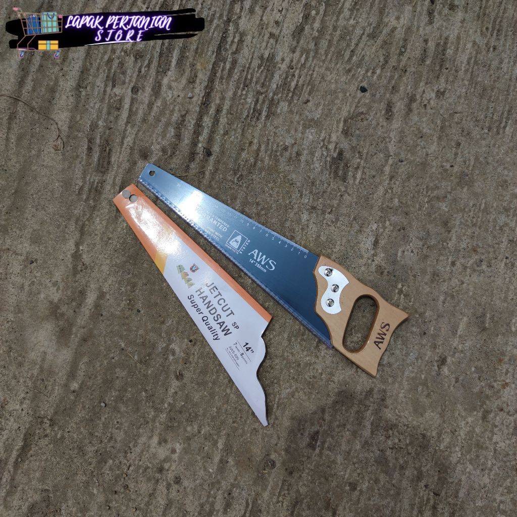 Gergaji Kayu AWS 14 Inch Anti Selip - Gergaji Potong Kayu , Bambu , Siap Pakai - Gergaji AWS Belah D