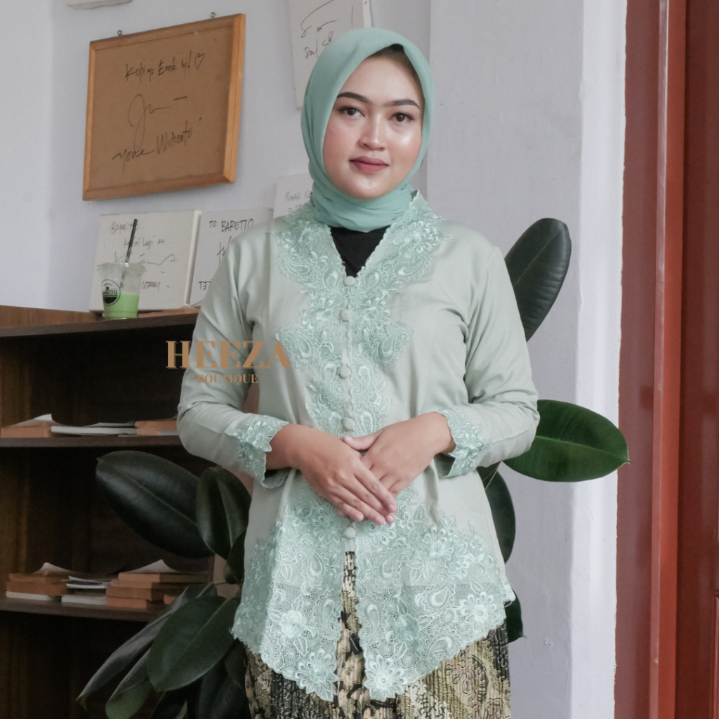 Heeza - Kebaya Encim Modern Katun Karini Premium Hijau tosca