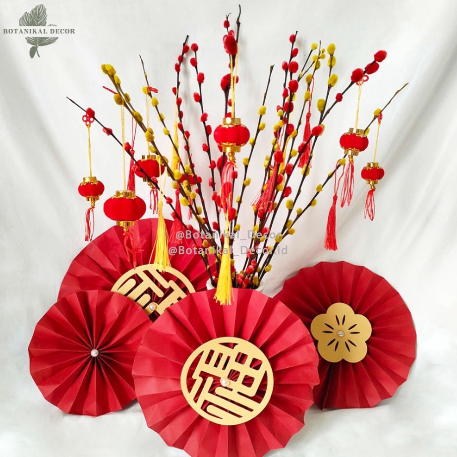 DISKON PACKING AMAN 1 QUALITY BAGUS 9pcs Dried Pussy Willow 223 Bunga Imlek Dekorasi Chinese New Yea