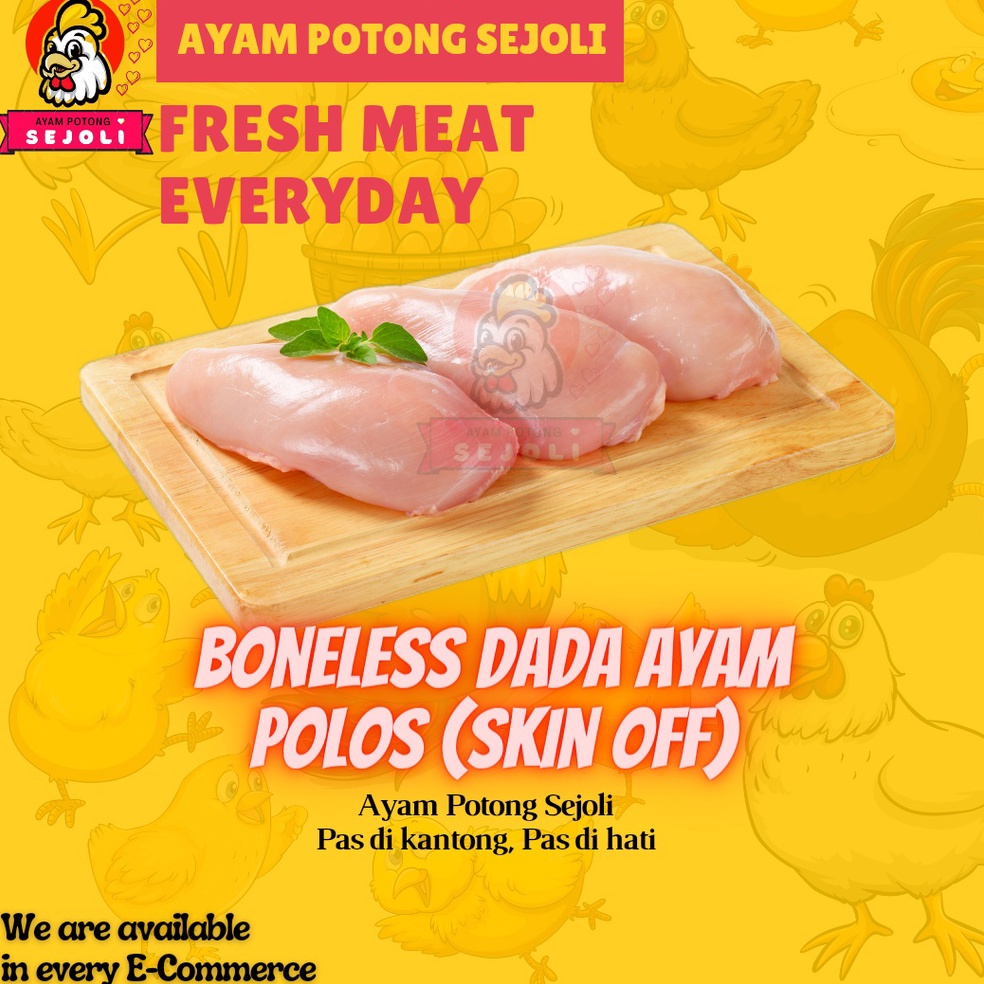 

Boneless Dada Ayam 1kg boiler Fillet freshfrozen dada ayam tanpa tulang fille
