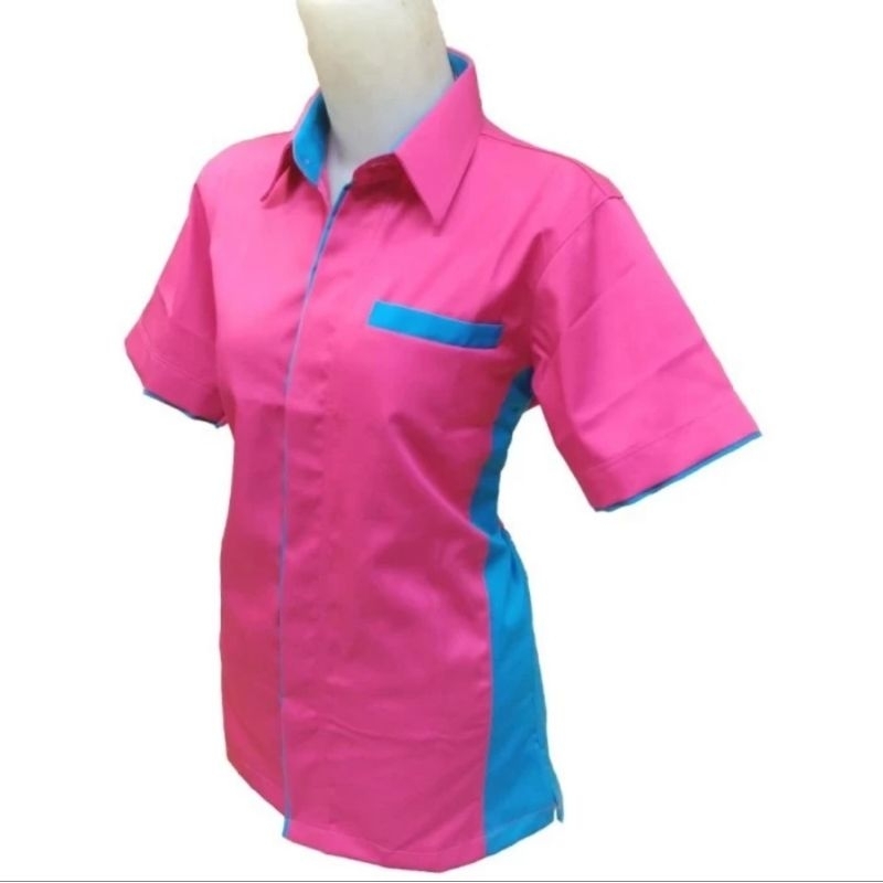 Baju Seragam Toko Warna Pink Merah Muda Restoran Karyawan Toko Kain