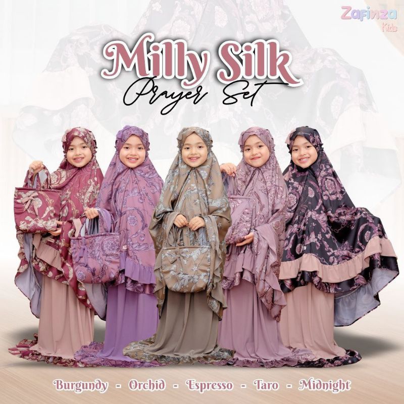 Mukena Anak Couple Mom Zafinza Series Mukena Milly Silk 1-12 Tahun dan Mom