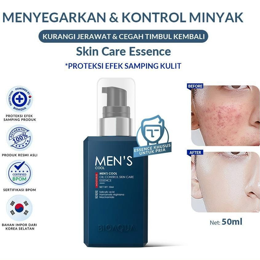 BIOAQUA Essence   Skincare Pria Pemutih Wajah Men's Skincare Oil Control & Memudarkan Bekas Jerawat 