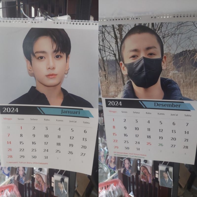 

kalender 2024 KPOP ANIME bts nct ive newjeans blackpink seventeen onepiece