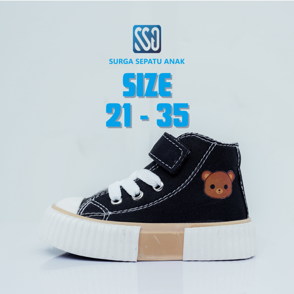 Sepatu sekolah anak Perempuan 21-35 Motif Beruang Sepatu sekolah anak tali prepet perekat terlaris