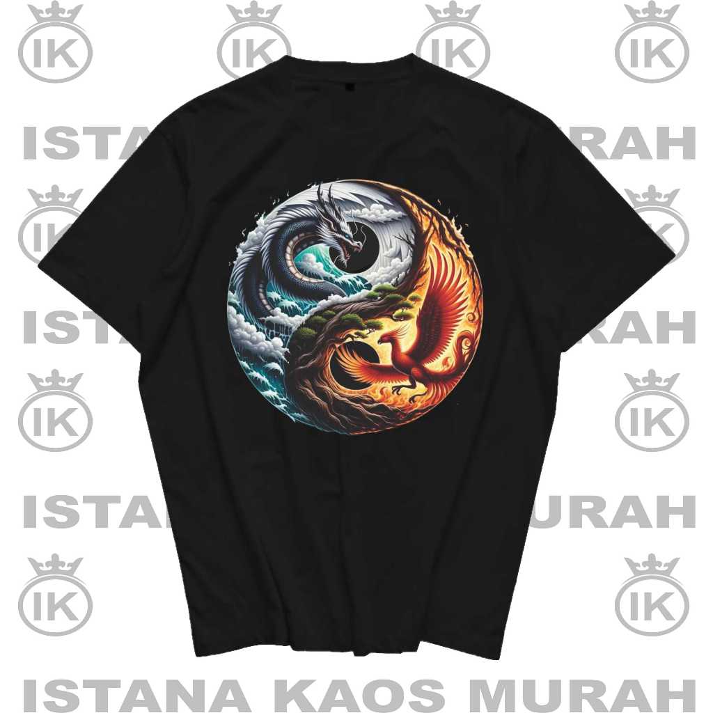 KAOS ANIMASI YIN YANG NAGA DAN PHEONIX/KAOS COD UNISEX
