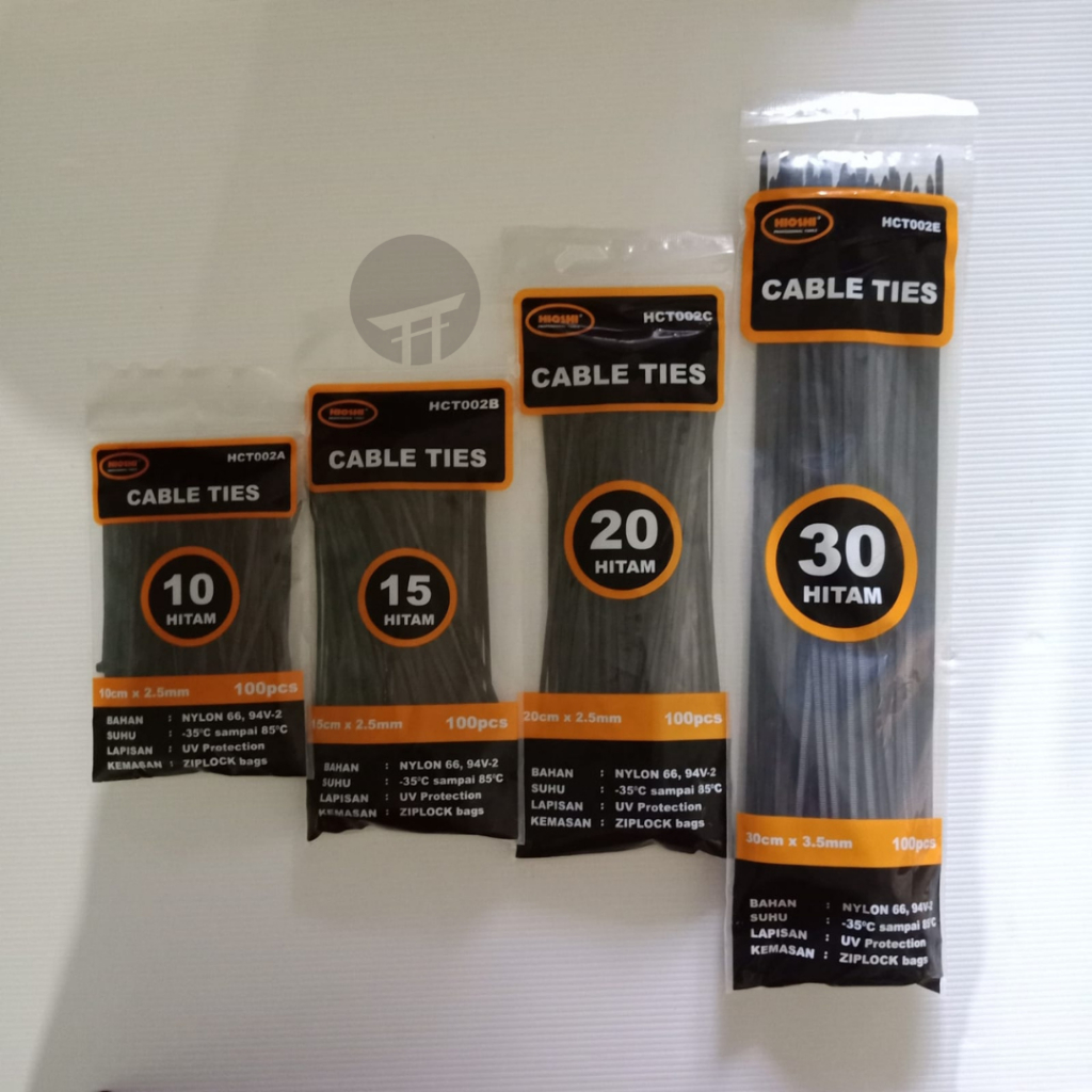 

Kabel Tis Hitam Putih Warna Warni / Cable Ties Hioshi 10cm 15cm 20cm 30cm isi 100pcs