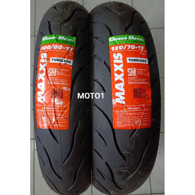 Paket - Ban Maxxis Green Devil 100/80-17 Dan 120/70-17 - Tubeless