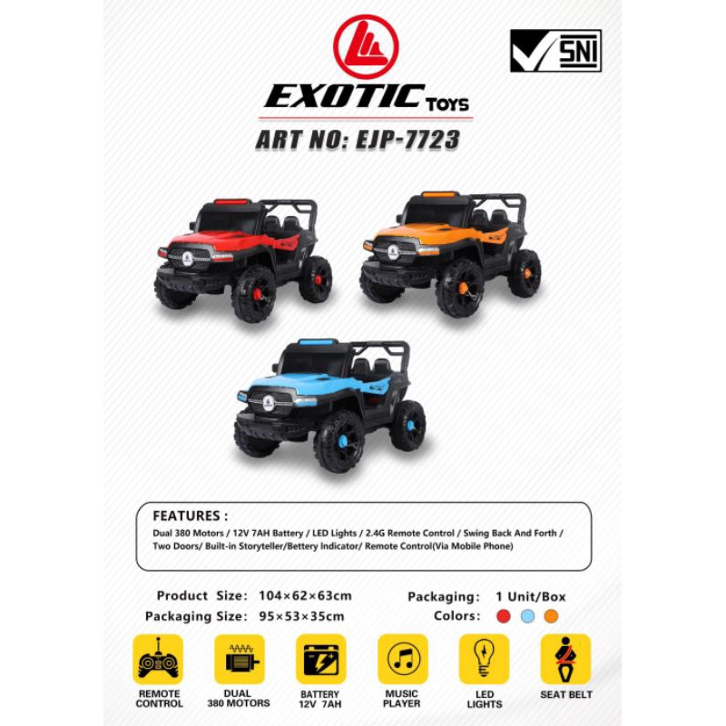 Mobil Aki EXOTIC JEEP EJP 7723 Lite Mainan Anak Mobil Remot