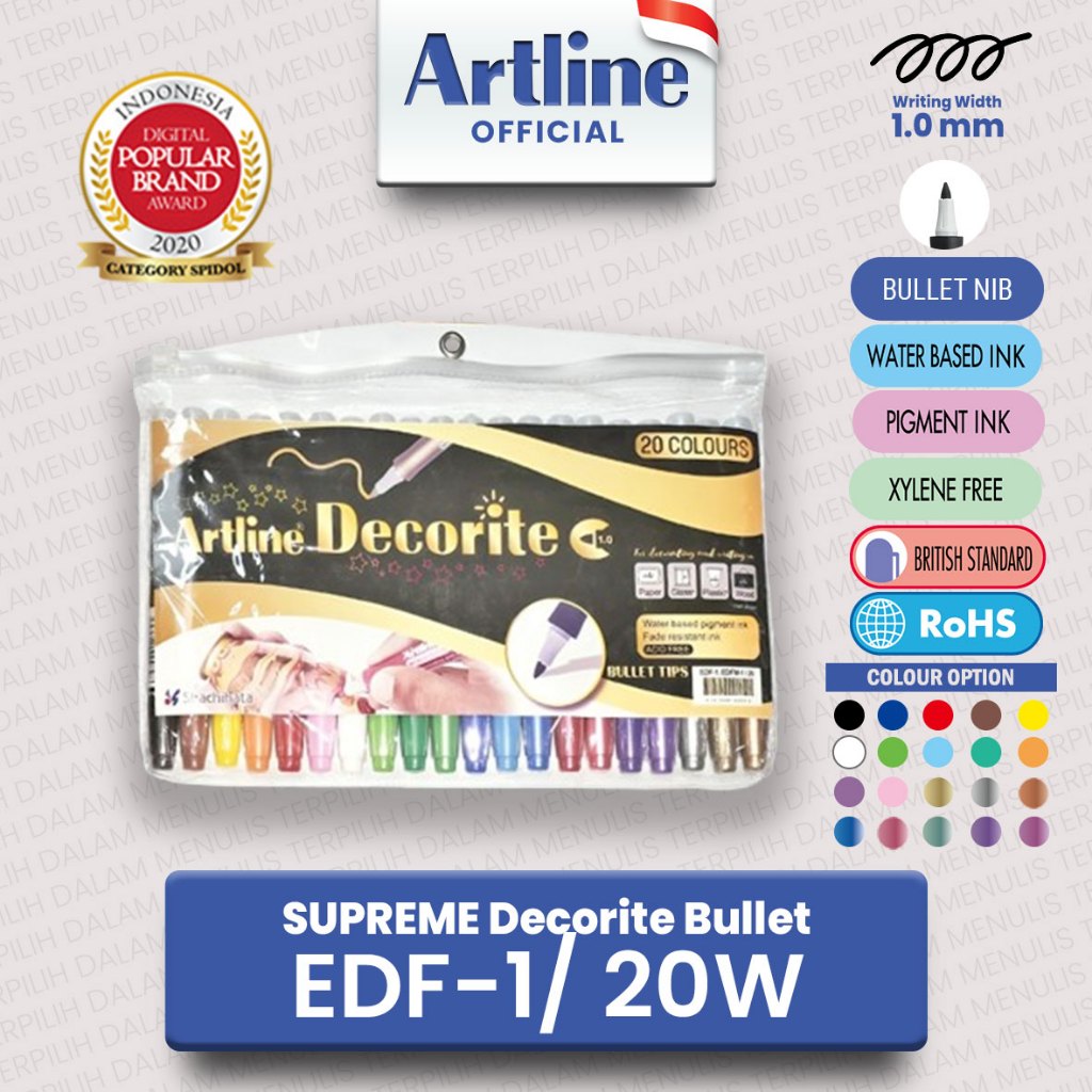 

ARTLINE Spidol Supreme Decorite Bullet Markers SET 20 Warna EDF-1/20W
