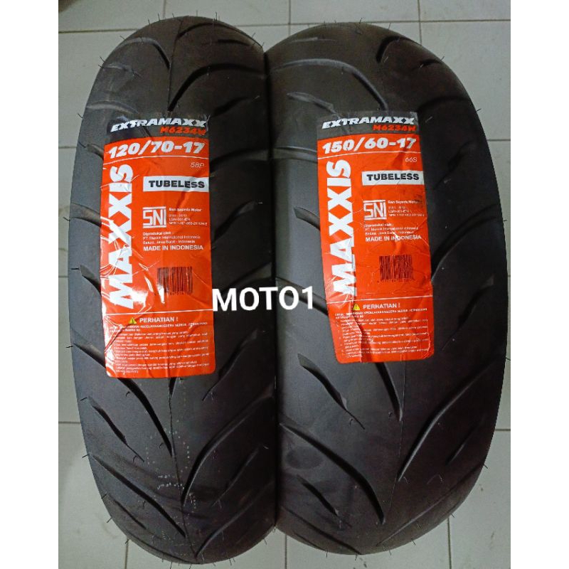 Paket Ban MAXXIS EXTRAMAXX  120/70-17 DAN 150/60-17 - Tubeless