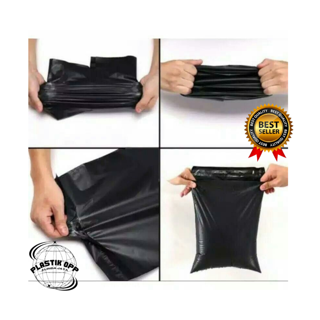 

Plastik Packing POLYMAILER Uk 20x40 cm isi 100 pcs | Plastik Online | Polymailer Premium | Polymailer Lem Permanent | Hitam Glossy