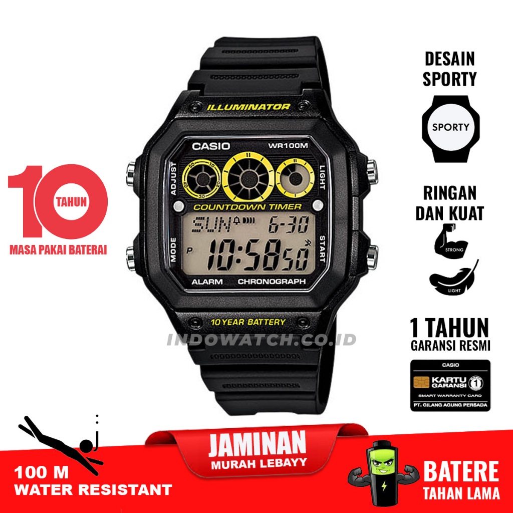 Casio AE-1300WH-1AV ae1300 ae 1300 original garansi resmi