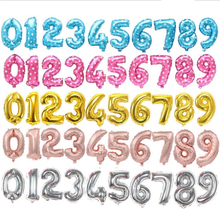 aiGooTan - BALON ANGKA 40 CM - Balon Foil Ulang Tahun Balloon Happy Birthday Huruf Abjad Alphabet Al