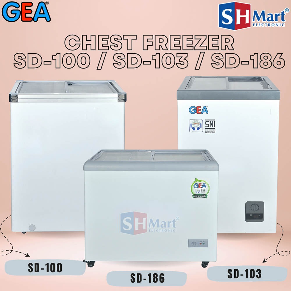 CHEST FREEZER GEA SLIDING KACA FREEZER BOX SD-100 / SD-103 / SD-186 GARANSI RESMI (MEDAN)