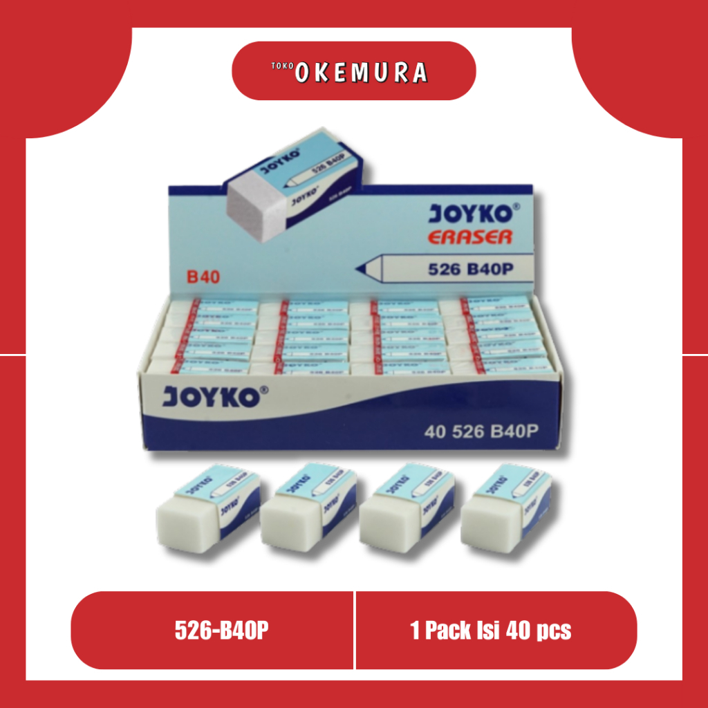 

TO Joyko Eraser B40P x 3pcs Penghapus Pensil Alat sekolah Perlatan Sekolah