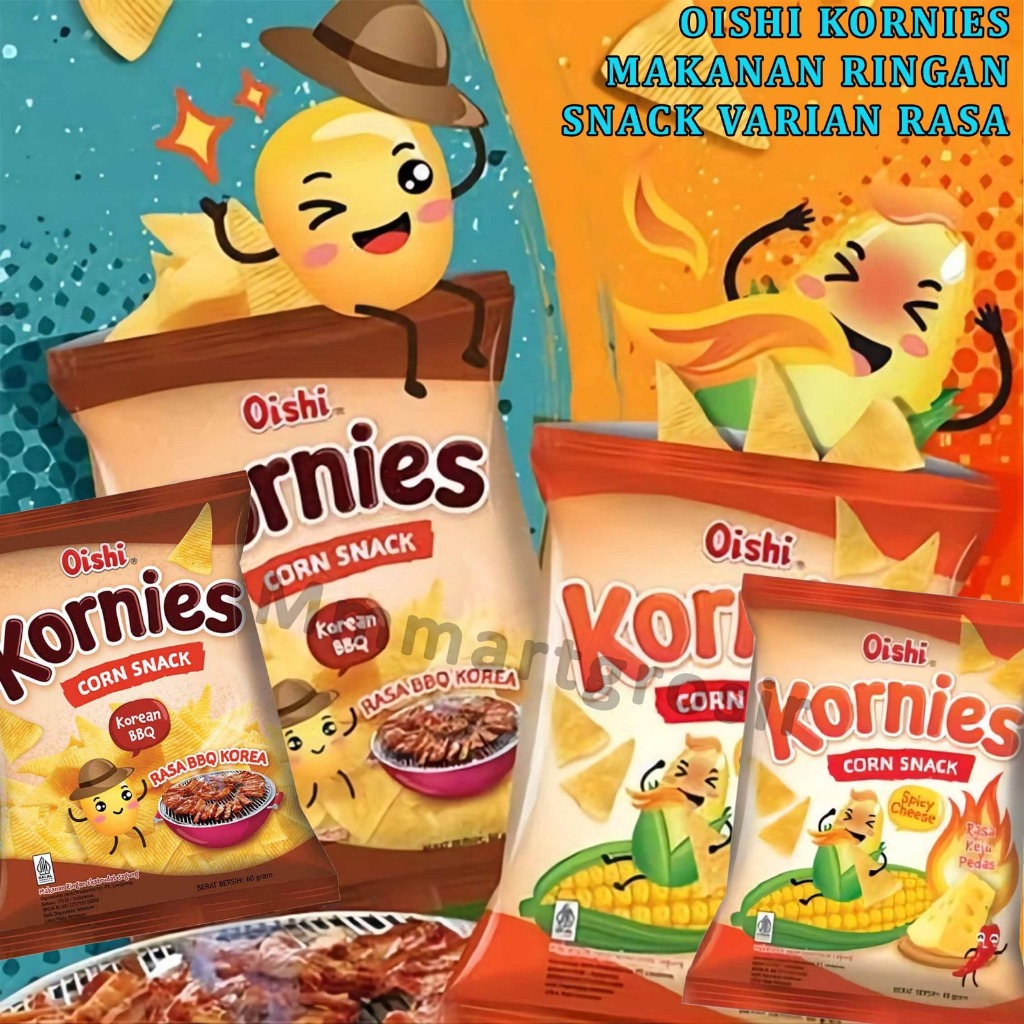 

Oishi Kornies / Corn Snack Korean / Snack Jagung Varian Rasa / 60gr