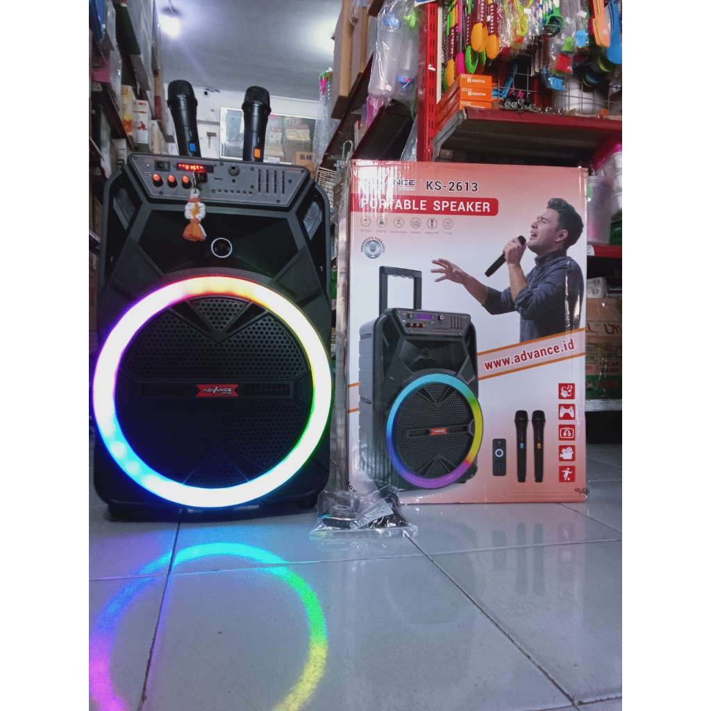 speaker bluetooth advance / speaker portable KS-2613 12 inch speaker advance 12 free 2 mic wireles o