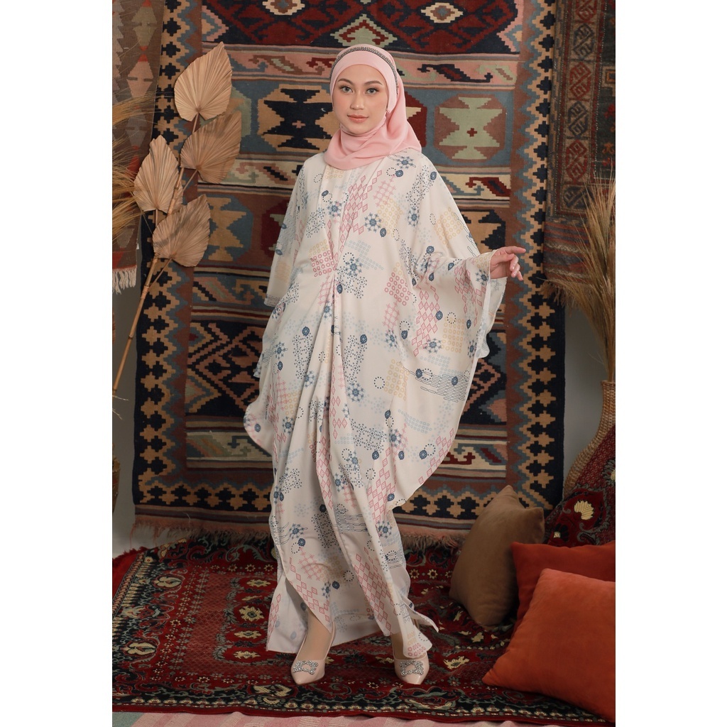 Zoya Vita Kaftan - Kaftan Muslim Wanita Motif Wudhu Friendly - Bahan Havana Print