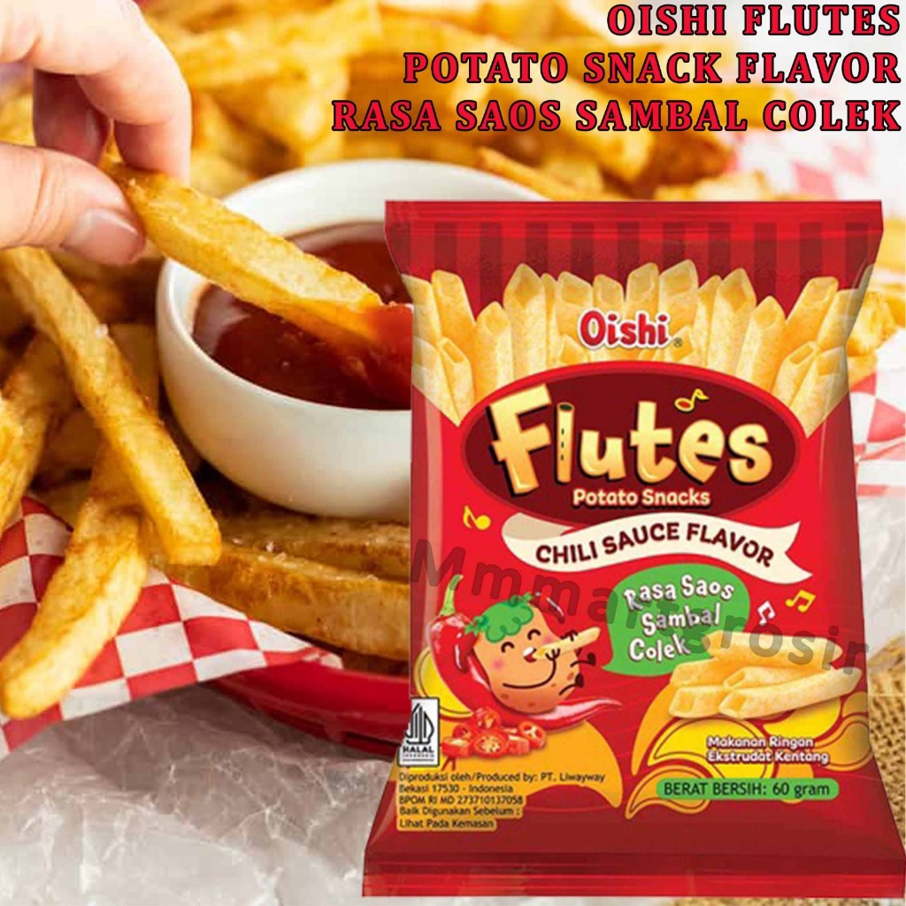 

Oishi Flutes / Potato Snack Flavor / Rasa Saos Sambal Colek / 60gr