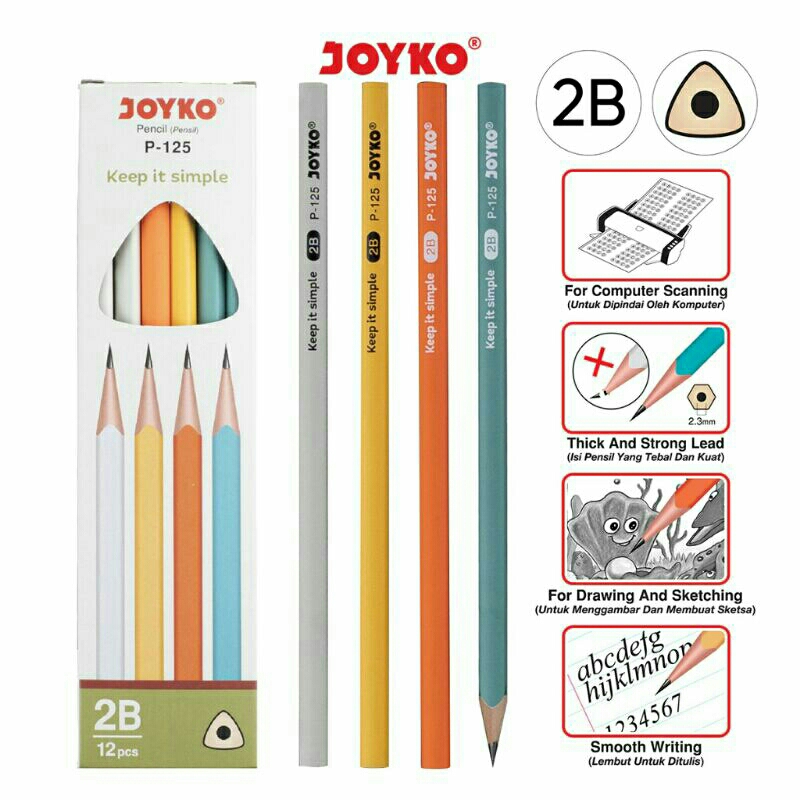 

Pensil 2B Joyko Pencil P-125 Segitiga 1 Box 12 Pcs