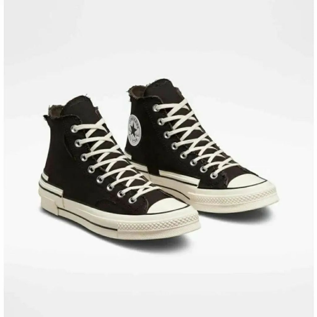 Sepatu wanita sneakers original (Converse Chuck 70s Hacked Heel High Velvet Brown Black Egret)