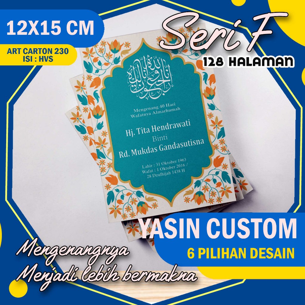 BUKU YASIN COVER CUSTOM 128 HALAMAN - SERI F