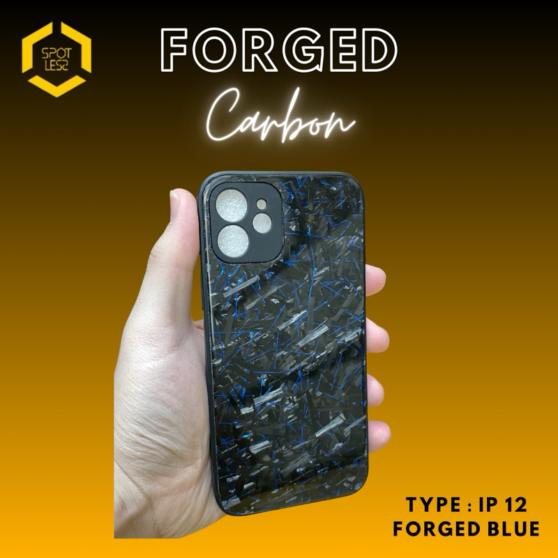 Case Iphone 12 Blue Metallic Forged Carbon