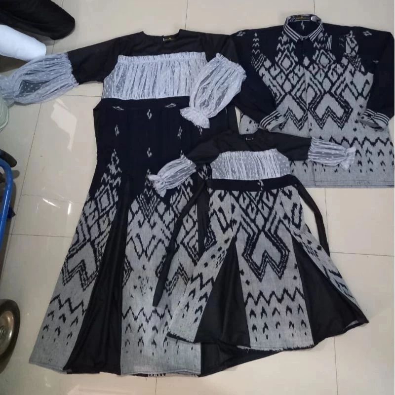 set couple tenun sarimbit terbaru - kemeja dewasa - dress anak
