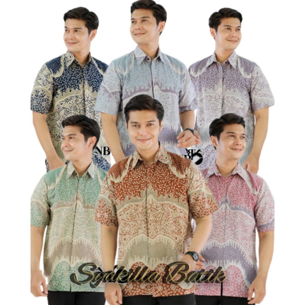 KEMEJA BATIK PRIA DEWASA LENGAN PENDEK BAJU BATIK PRIA TERBARU HEM BATIK MODERN BAJU BATIK TERKINI B