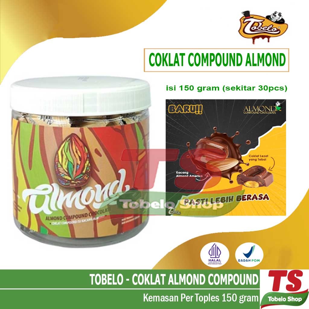 

TOBELO COKLAT ALMOND COMPOUND TOPLES 150 gram (isi 30pcs)