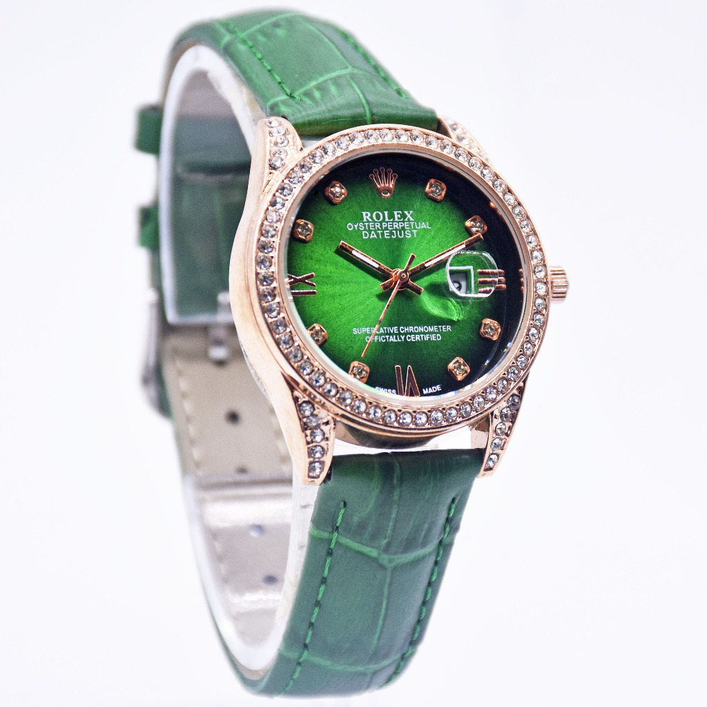 Jam Tangan Wanita ROLEX 091 Kulit Fashion