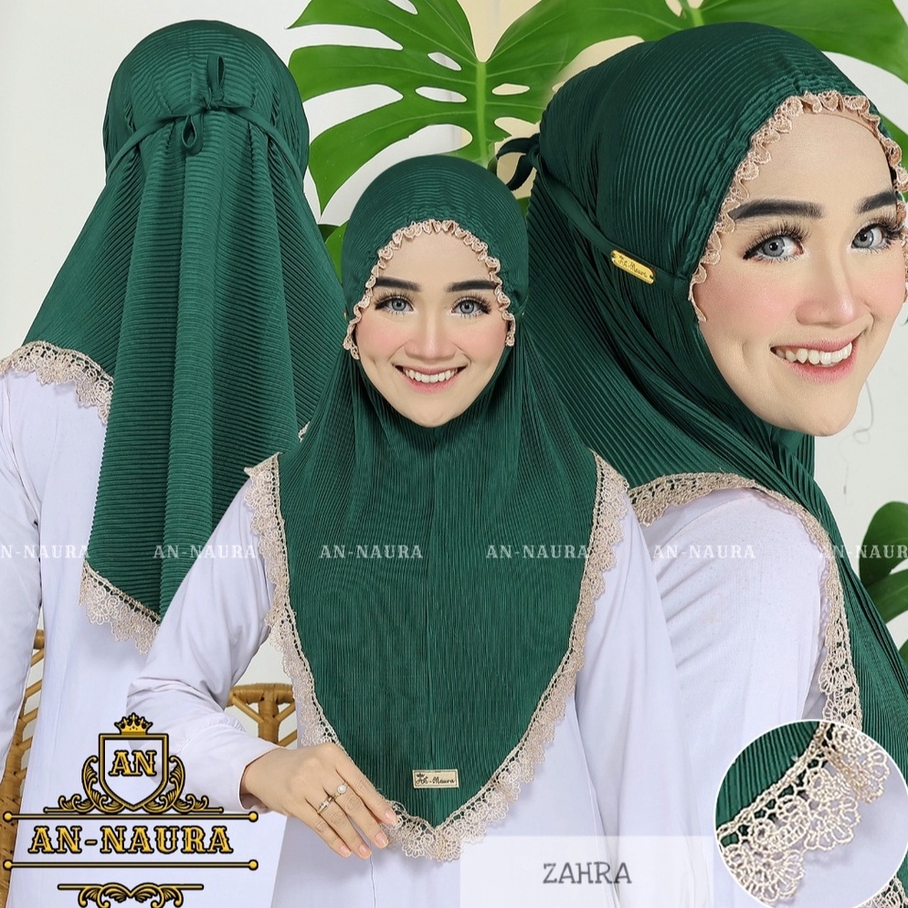 Jilbab plisket kerut renda zahra jersey terbaru  bergo plisket renda kerut murah  hijab jersey plisk