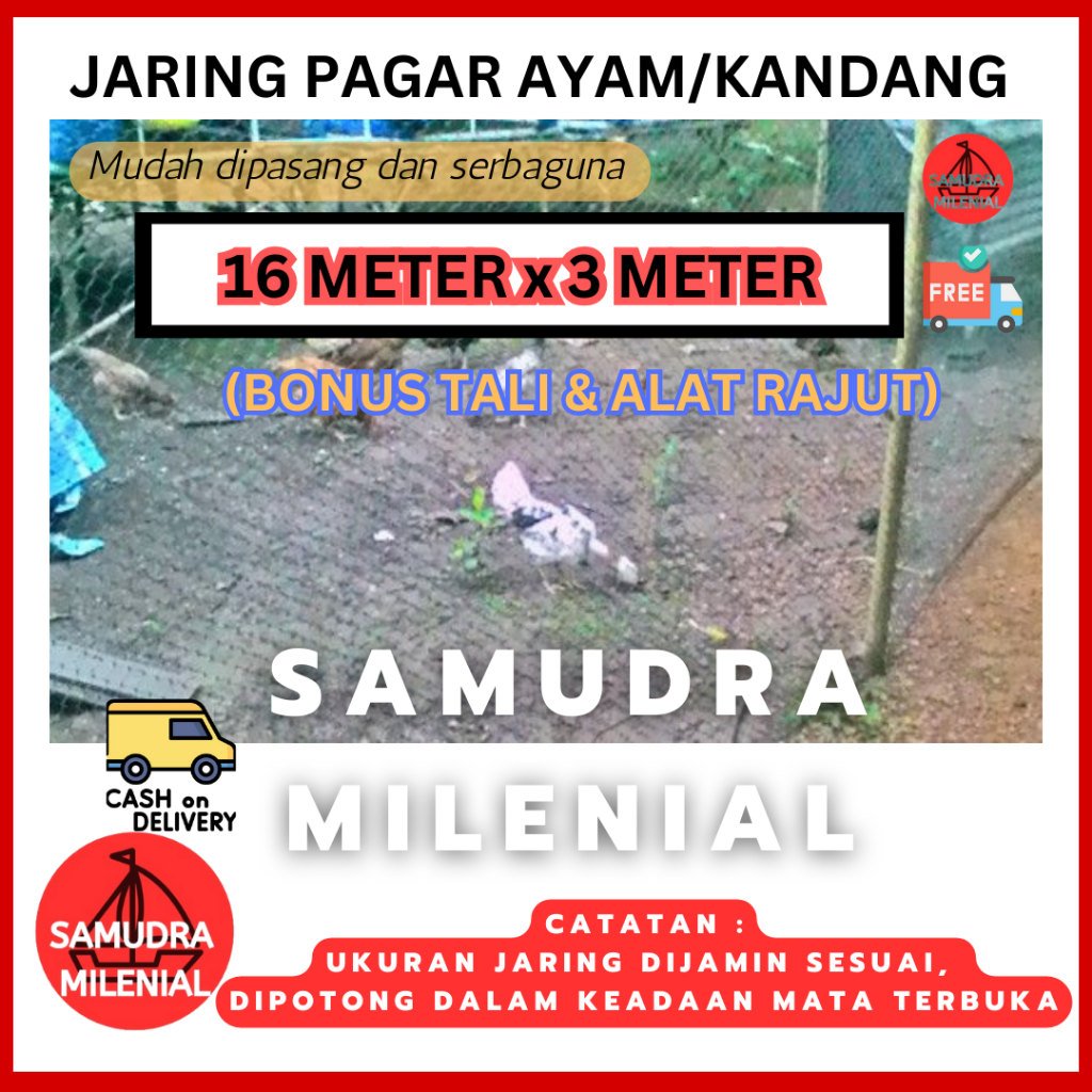 JARING AYAM (BONUS TALI) JARING PAGAR AYAM / JARING PAGAR KEBUN / JARING PAGAR PETANI / JARING PE